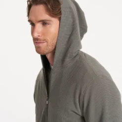 Performance Waffle Zip Hoodie | Dusty Pine -Deals Haute Drape Store 0046 V259DST FA22 M ECOMM DETAIL 2155
