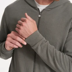 Performance Waffle Zip Hoodie | Dusty Pine -Deals Haute Drape Store 0047 V259DST FA22 M ECOMM DETAIL 2149