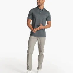 Zephyr Polo | Smoked Beryl Heather -Deals Haute Drape Store V1000HSY FA23 M ECOMM TOPS FULL 4