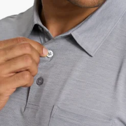 Zephyr Polo | Heather Grey -Deals Haute Drape Store V1000HTG FA22 M ECOMM DETAIL 0279