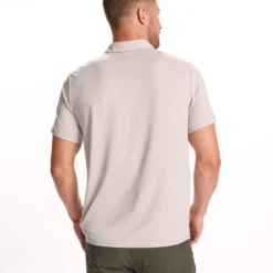 Knit Twill Polo | Beachsand Heather -Deals Haute Drape Store V1004HBS FA23 M ECOMM TOPS BACK TOPS 23 scaled