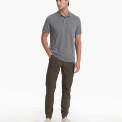 Knit Twill Polo | Heather Grey -Deals Haute Drape Store V1004HTG SP23 M ECOMM TOPS FULL 2751 1X1 e3e29379 fbec 459a 99dd 815eb8208416