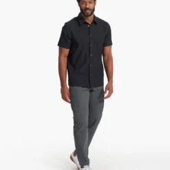 Short Sleeve Manhattan Button Down | Black -Deals Haute Drape Store V1024BLK SP23 M ECOMM TOPS TOP 0494 1X1 eca5bdea 031a 4817 9375 e7a4bad15565