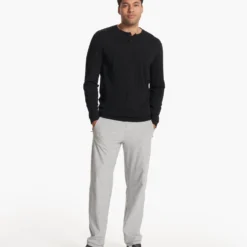 Long-Sleeve Ever Henley | Black -Deals Haute Drape Store V108BLK 2