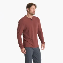 Long-Sleeve Ever Henley | Cedar 8 Long-Sleeve Ever Henley | Cedar -Deals Haute Drape Store V108CED 00886