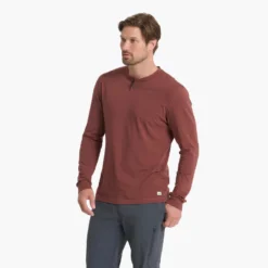 Long-Sleeve Ever Henley | Cedar 9 Long-Sleeve Ever Henley | Cedar -Deals Haute Drape Store V108CED 00898