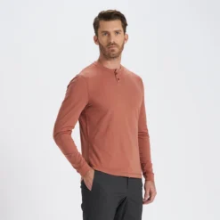 Long-Sleeve Ever Henley | Copper -Deals Haute Drape Store V108COP 2