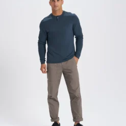 Long-Sleeve Ever Henley | Indigo -Deals Haute Drape Store V108IND 3