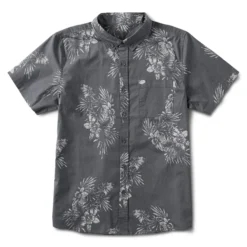 Crest Short Sleeve Button-Down | Grey Vintage Floral