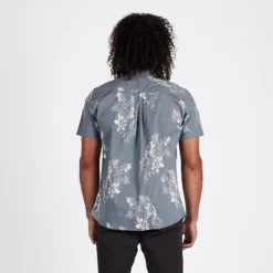 Crest Short Sleeve Button-Down | Grey Vintage Floral -Deals Haute Drape Store V150GVF 3