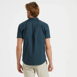 Crest Short-Sleeve Button-Down | Indigo Micro Dot -Deals Haute Drape Store V150IMD 3