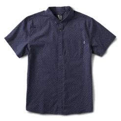 Crest Short Sleeve Button-Down | Navy Micro Dot