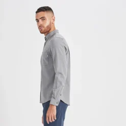 Bishop Long-Sleeve Button-Down | Light Grey -Deals Haute Drape Store V153LTG 2 update