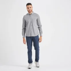 Bishop Long-Sleeve Button-Down | Light Grey -Deals Haute Drape Store V153LTG 4 update