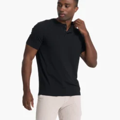 Short-Sleeve Ever Henley | Black -Deals Haute Drape Store V165BLK 2