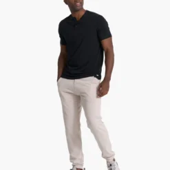 Short-Sleeve Ever Henley | Black -Deals Haute Drape Store V165BLK 4