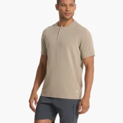 Short Sleeve Ever Henley | Gravel -Deals Haute Drape Store V165GRV SP23 M ECOMM TOPS TOP 2773 1x1 692b55b8 0f45 4dd5 ac7d ec88193d9621