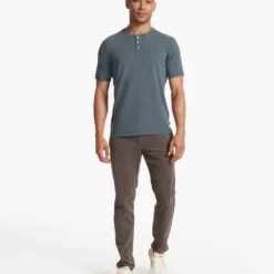 Short Sleeve Ever Henley | Lake 10 Short Sleeve Ever Henley | Lake -Deals Haute Drape Store V165LAK FA23 M ECOMM TOPS FULL 3