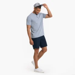 Short Sleeve Ever Henley | Light Cloud -Deals Haute Drape Store V165LCL 3428