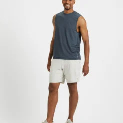 Zephyr Muscle Tee | Indigo Heather -Deals Haute Drape Store V167HTI 4 1890x FULL