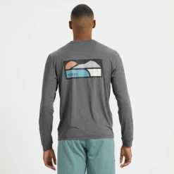 Long-Sleeve Uluwatu Water Tee | Charcoal Heather -Deals Haute Drape Store V171HCC 3