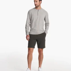 Austin Henley | Light Heather Grey -Deals Haute Drape Store V175LHG FA23 M ECOMM TOPS FULL 3