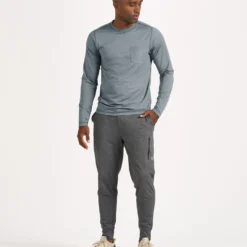 Long Sleeve Tradewind Performance Tee | Cloud Heather -Deals Haute Drape Store V177HCL 4