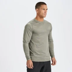 Long-Sleeve Tradewind Performance Tee | Army Heather -Deals Haute Drape Store V177HTA 2