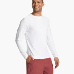 Long Sleeve Strato Tech Tee | White -Deals Haute Drape Store V178WHT FA23 M ECOMM TOPS FRONT TOPS 3