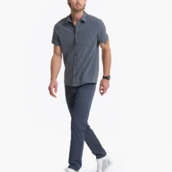 Short-Sleeve Bridge Button Down | Charcoal Arrows -Deals Haute Drape Store V184CHA FA22 M ECOMM 0532