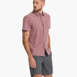 Short Sleeve Bridge Button Down | Light Terracotta Dagger -Deals Haute Drape Store V184LTD SP23 M ECOMM TOPS FULL 5264 1X1 c25e381f 299f 4566 a888 910fcde906d7