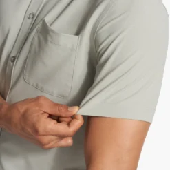 Short Sleeve Bridge Button Down | White Sage -Deals Haute Drape Store V184WSG FA23 M ECOMM TOPS DETAIL 6