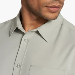 Short Sleeve Bridge Button Down | White Sage -Deals Haute Drape Store V184WSG FA23 M ECOMM TOPS DETAIL 7