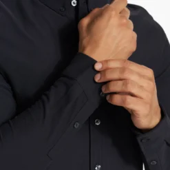 Long Sleeve Ace Button Down | Black -Deals Haute Drape Store V185BLK FA23 M ECOMM TOPS DETAIL 6