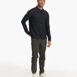 Long Sleeve Ace Button Down | Black -Deals Haute Drape Store V185BLK FA23 M ECOMM TOPS FULL 4