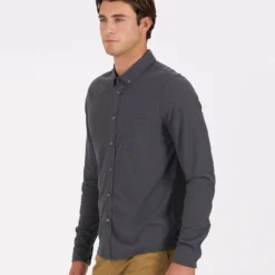 Long-Sleeve Ace Button-Down | Charcoal -Deals Haute Drape Store V185CCL 2