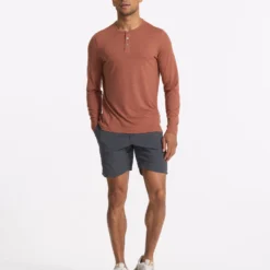 Long Sleeve Ease Performance Henley | Copper Heather -Deals Haute Drape Store V194HCO SP23 M ECOMM TOPS FULL 3428 1x1 7fb37354 8064 4452 ad58 1cc9d90ef5a1