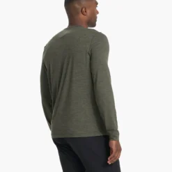 Long-Sleeve Ease Performance Henley | Oregano Heather -Deals Haute Drape Store V194HOR 03004