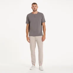 Short-Sleeve Ever Henley | Smoke -Deals Haute Drape Store V199FOG 1647