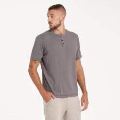 Short-Sleeve Ever Henley | Smoke -Deals Haute Drape Store V199FOG 1666