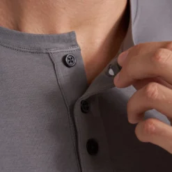 Short-Sleeve Ever Henley | Smoke -Deals Haute Drape Store V199FOG 1696