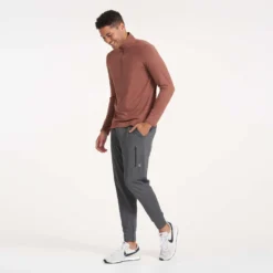 Ease Performance Half Zip | Dark Terracotta Heather -Deals Haute Drape Store V221HDT 0212