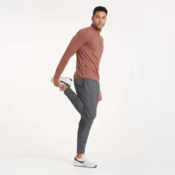 Ease Performance Half Zip | Dark Terracotta Heather -Deals Haute Drape Store V221HDT 0222