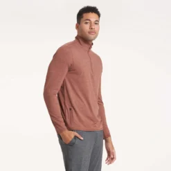 Ease Performance Half Zip | Dark Terracotta Heather -Deals Haute Drape Store V221HDT 0258