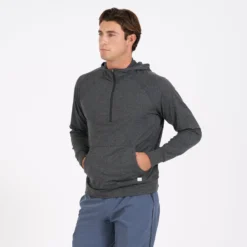 Ponto Performance Half Zip Hoodie | Charcoal Heather -Deals Haute Drape Store V244HCC 2
