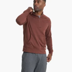 Ponto Performance Half Zip Hoodie | Cedar Heather -Deals Haute Drape Store V244HCD 00822