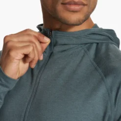Ponto Performance Half Zip Hoodie | Lake Heather -Deals Haute Drape Store V244HLK FA23 M ECOMM fleece DETAIL 7