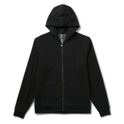 Performance Waffle Zip Hoodie | Washed Black