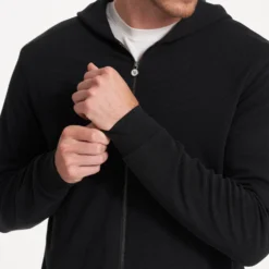 Performance Waffle Zip Hoodie | Washed Black -Deals Haute Drape Store V259WBL FA22 M ECOMM TOP 2387