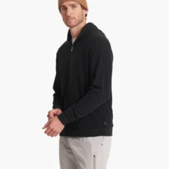Performance Waffle Zip Hoodie | Washed Black -Deals Haute Drape Store V259WBL FA22 M ECOMM TOP 2409